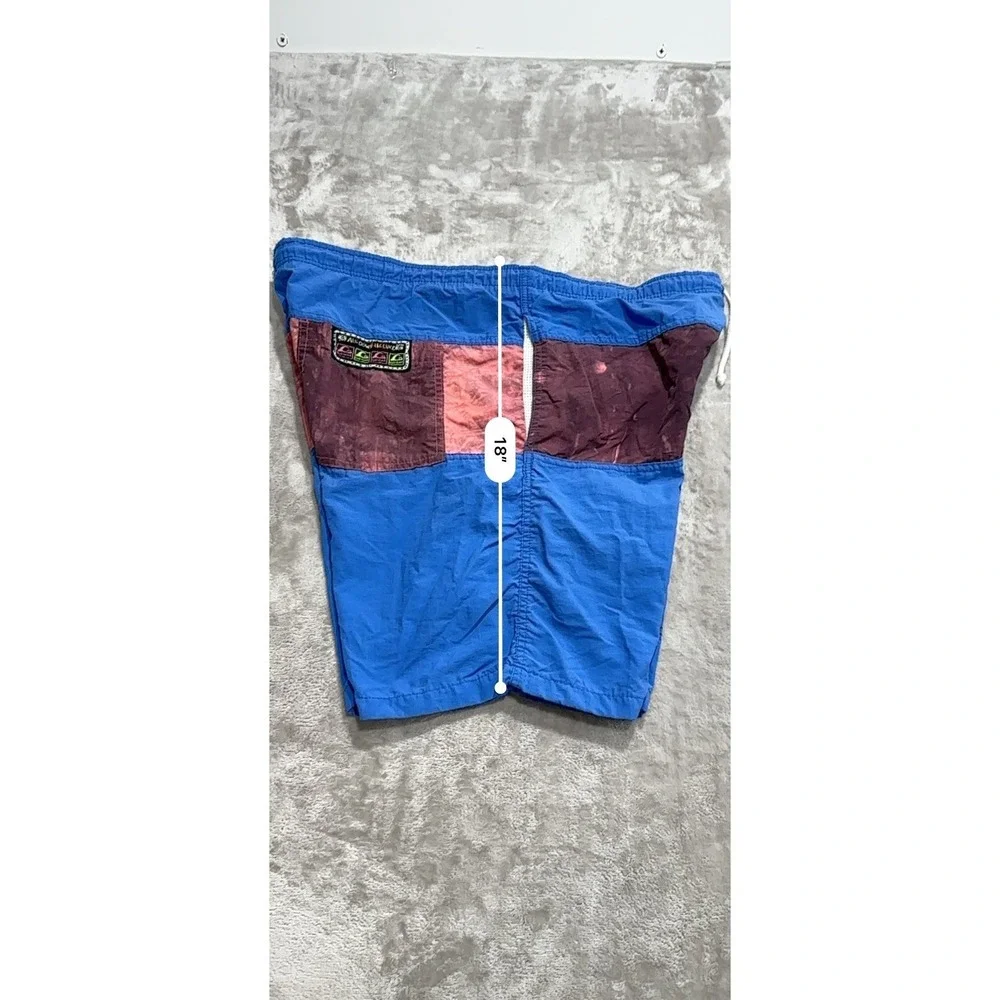 Vtg 80s 90s Quiksilver Australian Bongo Surf Shorts All Down The Line Blue 32 38